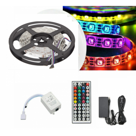 kit tira LED RGB 5 mts impermeable + mando + transformador / edicion profesional
