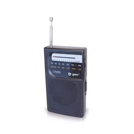miniRadio vertical portátil a pilas2xAA 118x28x70mm transistor