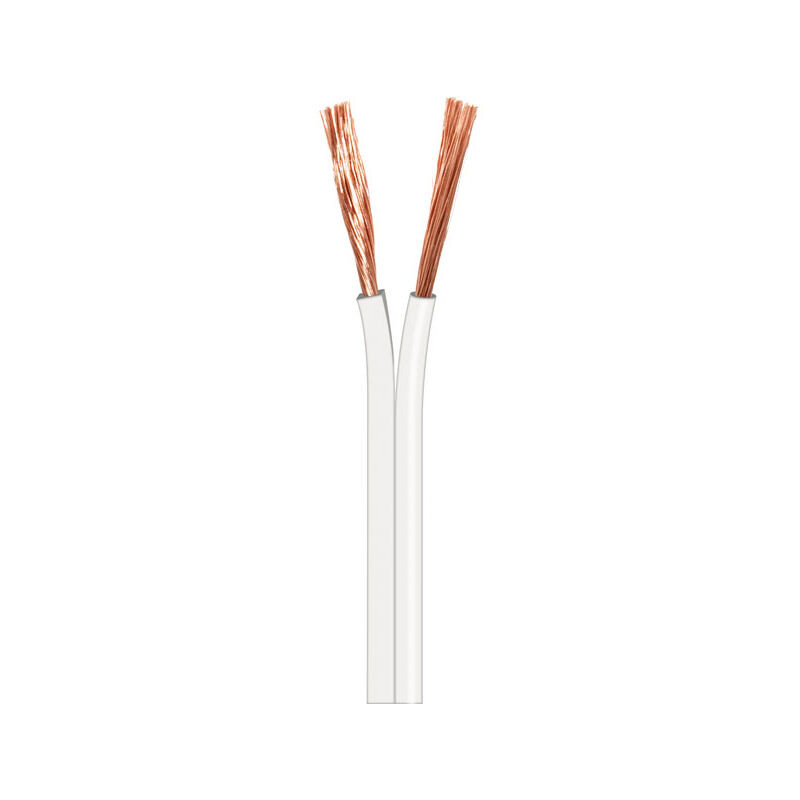 mtr. cable 2x0.75mm blanco polarizado + - / para altavoz, iluminación led,..
