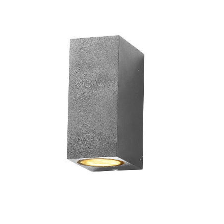 Lampara de pared aluminio cuerpo gris 2xGU10 IP54