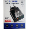 cargador rápido 36w 4.0A max. automático 5v - 9v - 12v / válido para Iphone / 1 usb tipo C 3 usb A