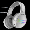 Auriculares 7.1 Gaming Con Microfono Inalambricos Wireless Iluminación RGB Sonido Envolvente Blanco