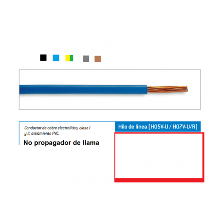 METRO de cable 1,5mm Libre de halogenos