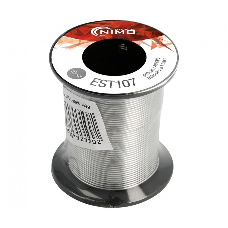 rollo de estaño 60% Sn, 40% Pb, 2% Flux 0.50mm carrete 100gr