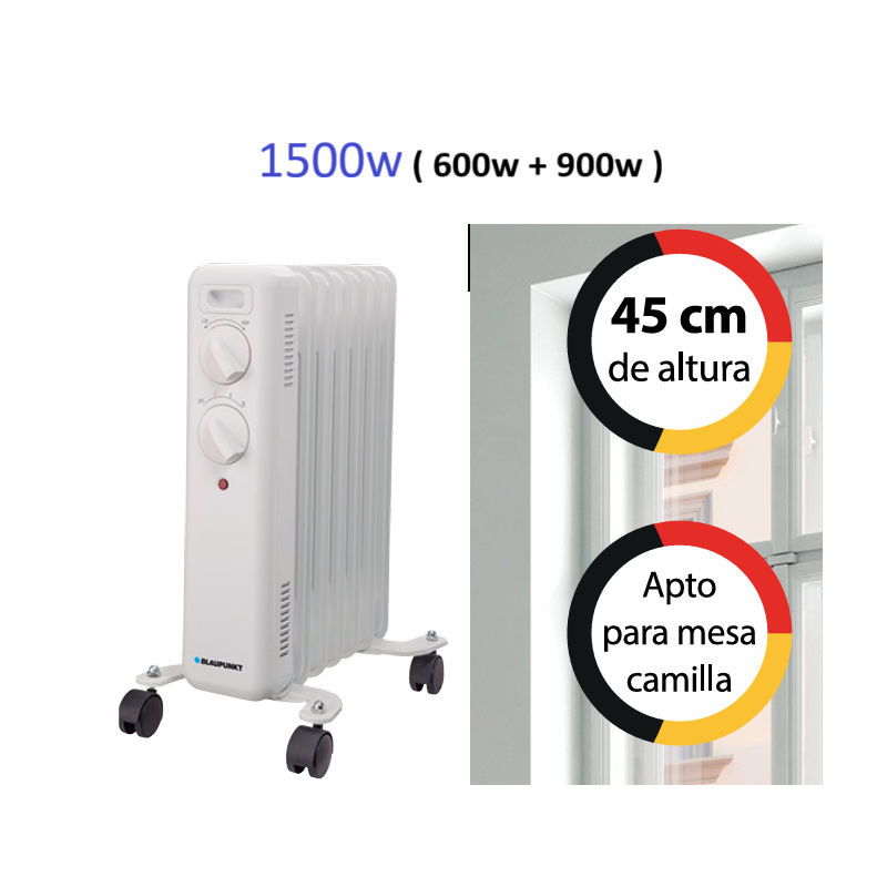 RADIADOR DE ACEITE BLAUPUNKT 7 ELEMENTOS 1500W - ALTURA 45CM